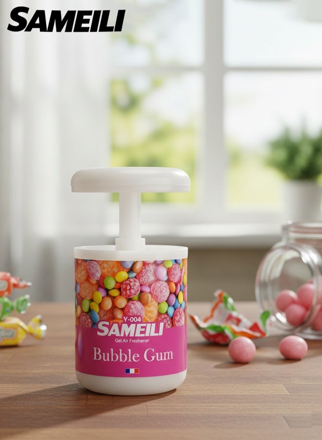 ساميلي معطر جو جل للسيارة بنكهة العلكة - رائحة تدوم طويلاً، تصميم مانع للتسرب، مناسب لوضعه في حامل الأكواب أو على لوحة القيادة، برائحة الفراولة المنعشة لسيارات الدفع الرباعي والسيدان Y-004 - Image 1